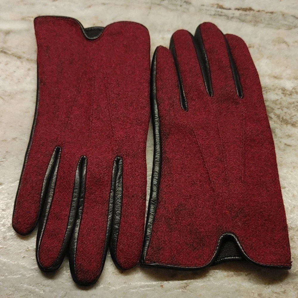 Vintage Eddie Bauer Wool and Leather Gloves Size L